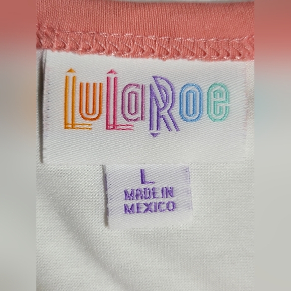 LuLaRoes Randy, 3/4 Sleeves Pink/Peachy Blouse Soft, Size Large - Picture 8 of 9